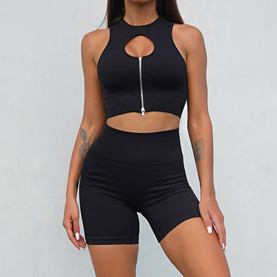 Gym Ribbed Push-Up Bra and Shorts Set - GetFit Sportswear